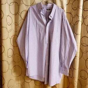 IZOD, All-over Stretch, Long Sleeve Dress, Neck 19", 35/36 Purple, Blue, White